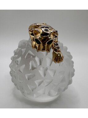 Vintage Articulated Panther Shoulder Brooch Gold Tone Rhinestone Enamel Figural